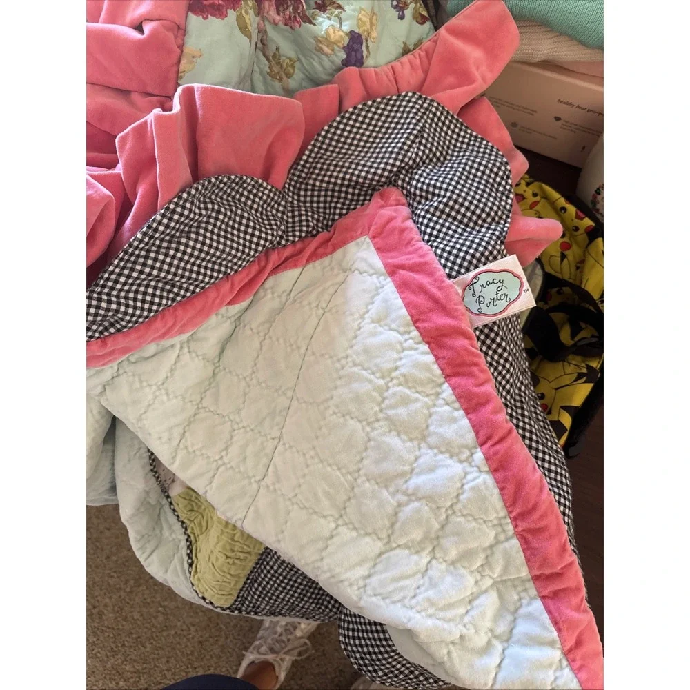 Tracy Porter Poetic Wanderlust Floral Patchwork Quilted Blanket Velvet Ruffle